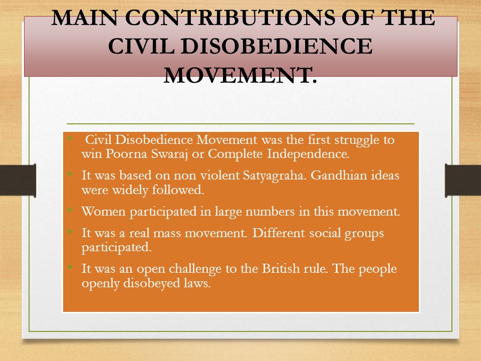 Write an essay on the civil disobedience movement